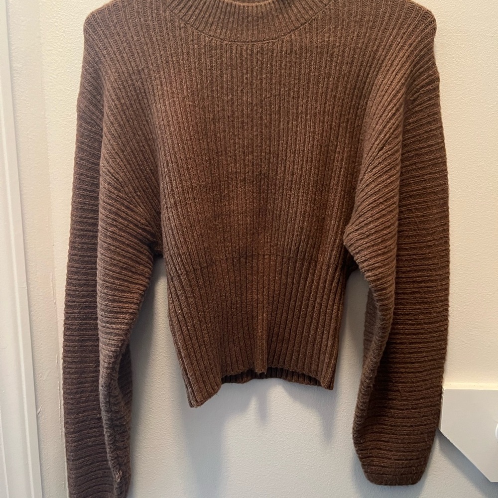 T.J.Maxx Chocolate Ribbed Crew Neck Sweater